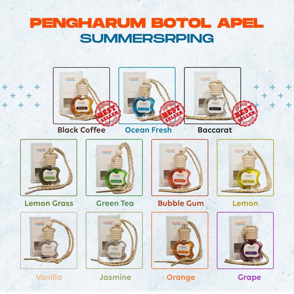 Pengharum Ruangan | Mobil | Toilet | Lemari Botol Apel Wangi Tahan Lama 10mlPengharum Ruangan, Mobil, Lemari Pakaian, Kamar Mandi, Kamar Tidur, Murah Summerspring Botol Apel