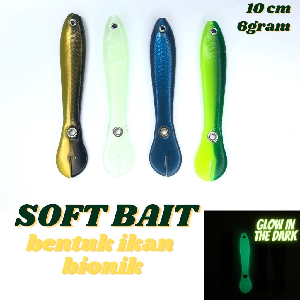 Umpan Lembut Soft Bait Bentuk Ikan Bionik Ekor Renang Goyang