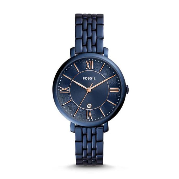Jam Tangan Wanita Fossil Jacqueliine Three-Hand Date Blue ES4094