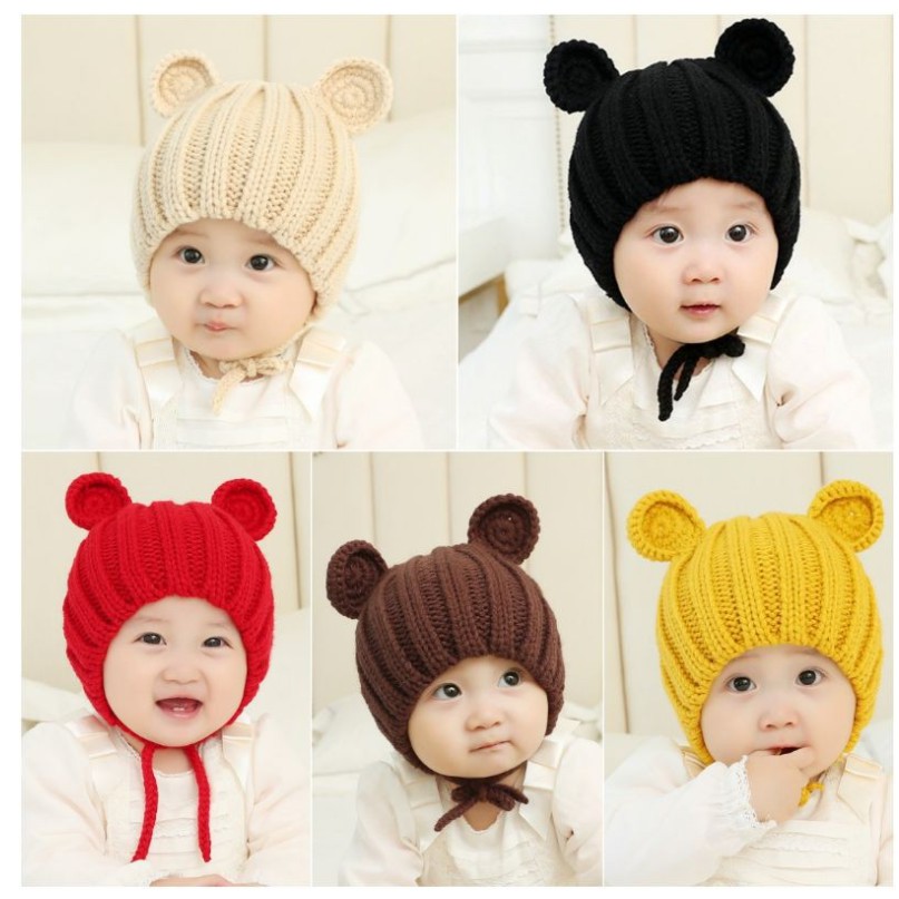 Topi Kupluk Rajut Wol Sheep Korea 6bln - 3 tahun Topi Rajut Domba Baby / Topi Pin Bear Fashion Import VC