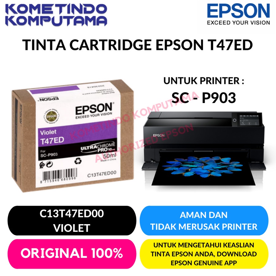 TINTA CATRIDGE EPSON SureColour SC-P903 VIOLET C13T47ED00 T47ED T47E ORIGINAL 100%