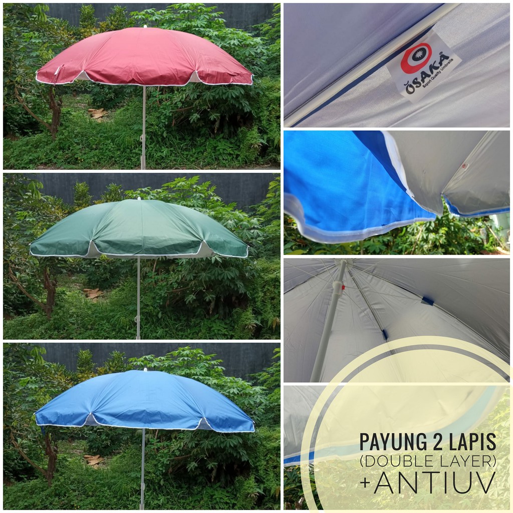 Payung Pantai Tenda Jualan Jumbo Anti UV 42''(210cm) Double Layer (2 lapis) Original Osaka/Nagoya