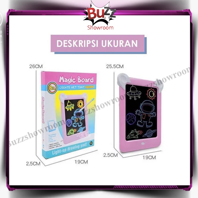 Magic Drawing Board LED Pad Mainan Papan Tulis Belajar Anak