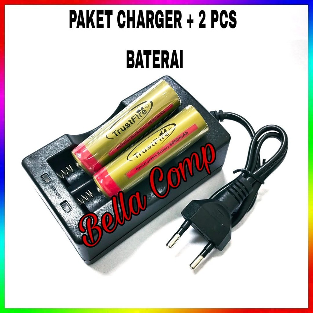 PAKET CHARGER BATERAI CAS CELL DAN BATERAI CAS 3.7V 6000mAH ,CHARGER BATERAI BATRE CAS 18650 6000mAH