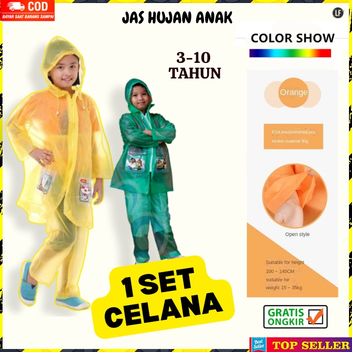 Jas Hujan Anak Cewek Korea Mantel Hujan Cowok Sekolah Raincoat Kids Girl w2