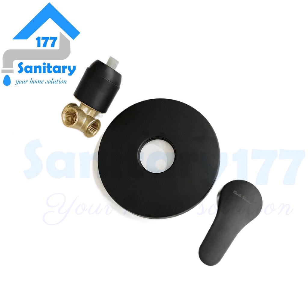 Stop keran air wall Shower Panas dingin BULAT HITAM 107B-Stop kran tanam shower tembok mixer brass black matte stainless bras kuningan tebal