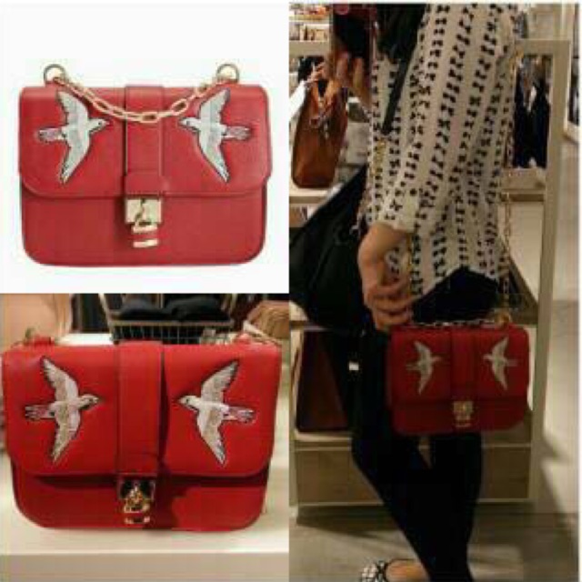 Stradivarius bird red chain bag side woman sling orignal