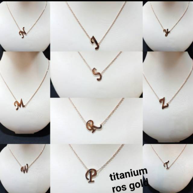 Kalung Titanium asli anti karat kalung Alphabet huruf Stainless steel Premium Quality 02939