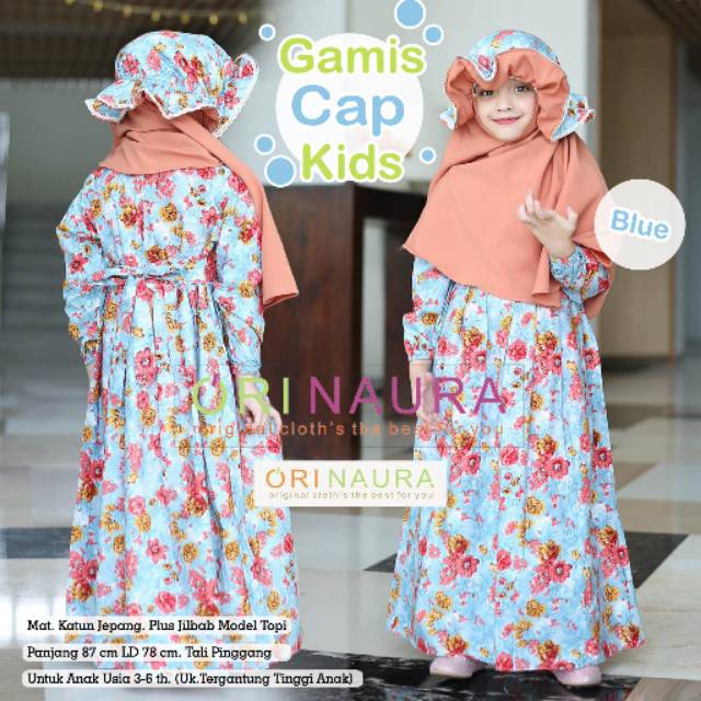 Gamis cap kids baju muslim by ori naura