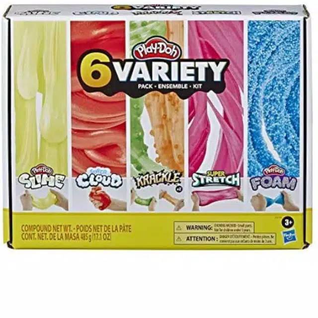 Original Hashbro Mainan Play-Doh Variety 6 Pack Set Slime Cloud Krackle Stretch Foam 6 PlayDoh