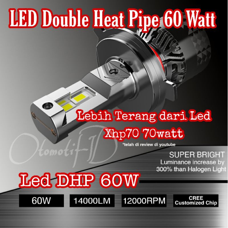 Lampu Mobil Led DHP 60 Watt H4 Double Heat Pipe Canbus Super Premium
