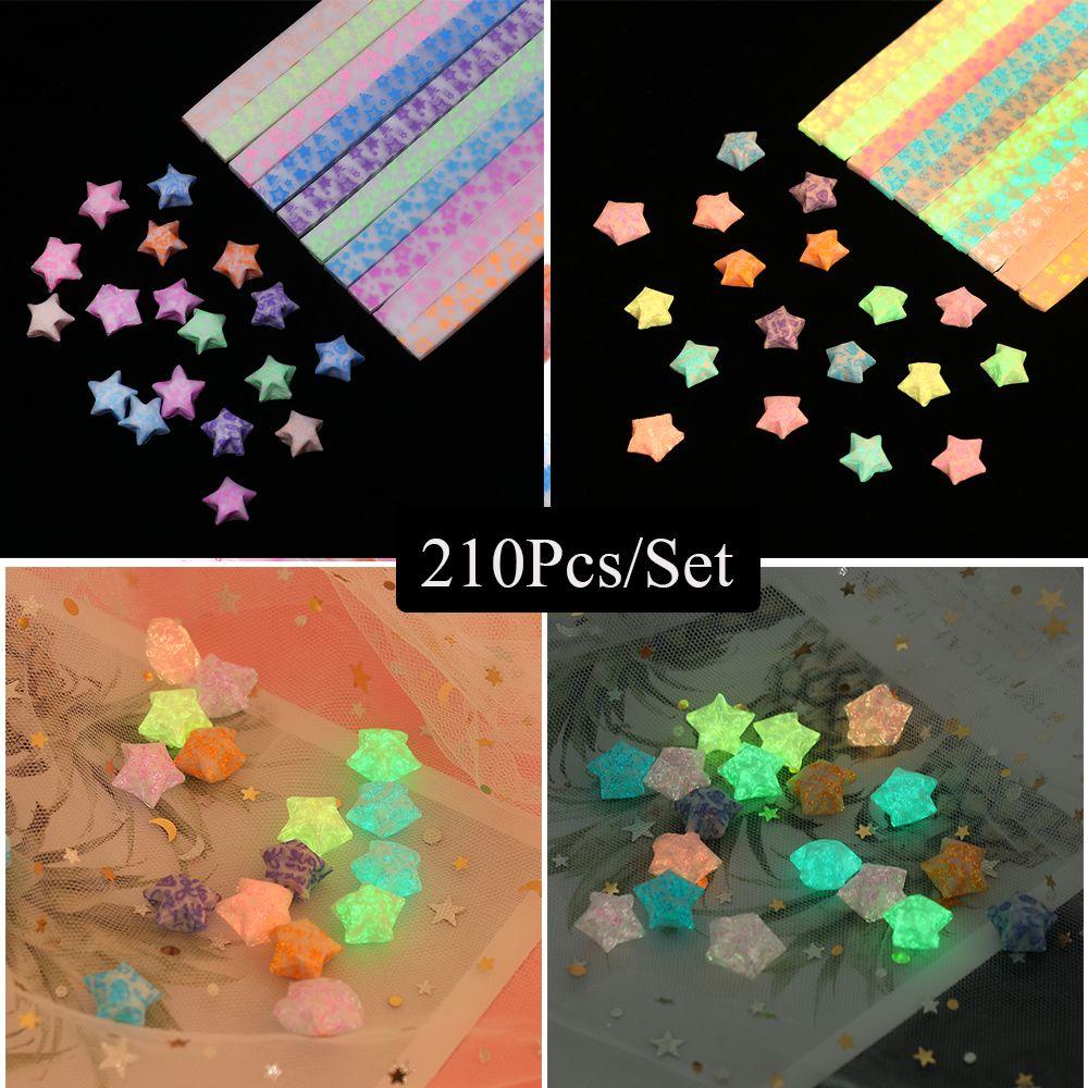 Preva 210pcs/lot Kertas Strip Fluorescence Pressure Relief DIY Kerajinan Tangan Warna Permen Dekorasi Rumah Origami