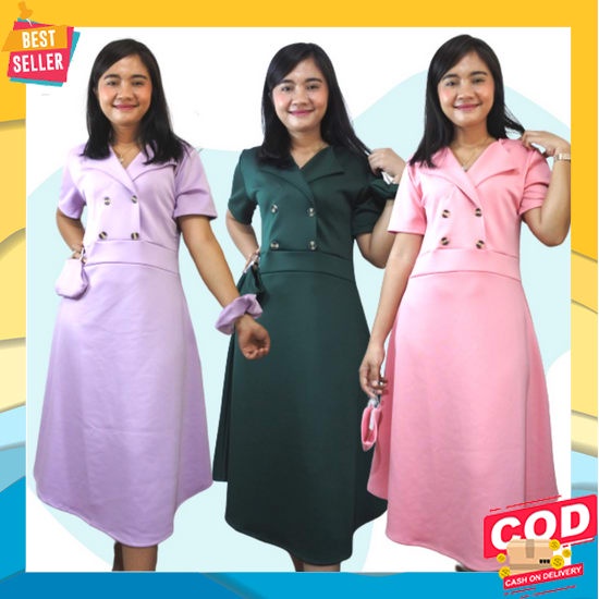 Baju Mini Dress Pesta Brukat Natal Wanita Remaja Kondangan Trend Viral Giselle Dress Bahan Scuba P
