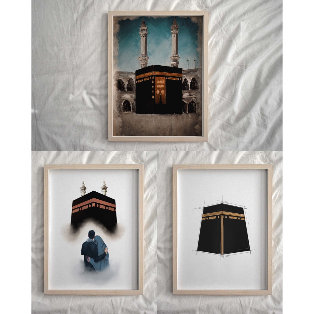 Pajangan Islami Gambar Lukisan Kabah Mekah Frame Kayu Minimalist 40x60 Cm Aesthetic Home Decor Shopee Indonesia