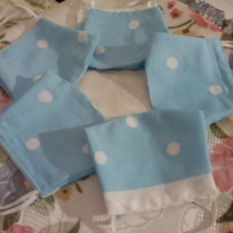 Murah...Murah...Masker Kain Polkadot biru