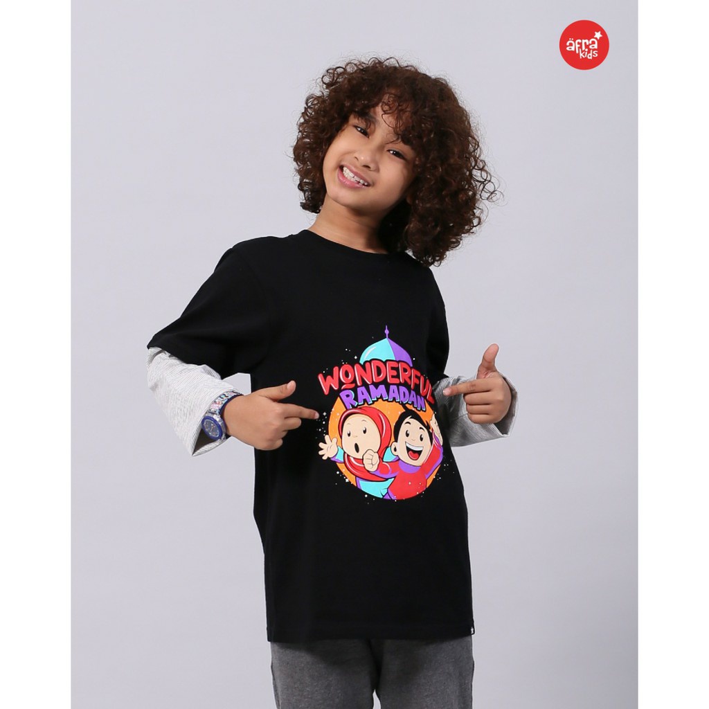 Kaos Anak Afrakids AF304 &quot;Wonderful Ramadan&quot; Lengan Panjang