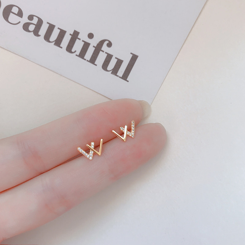 Anting Silver/Gold Color Fashion Simple Crystal Stud Earrings Women Exquisite Student Girlfriend Jewelry Accessories