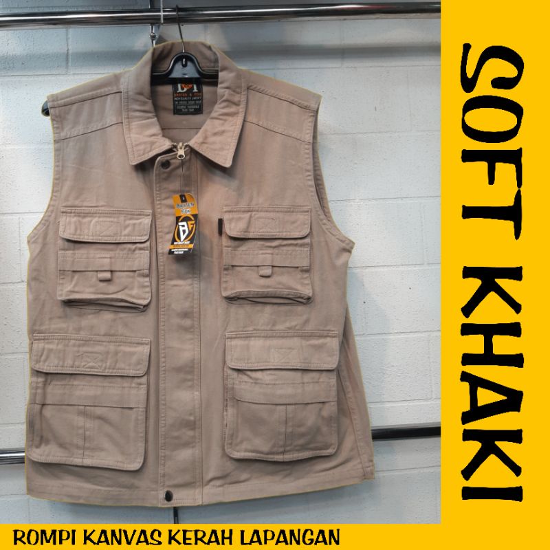 ROMPI KANVAS OUTDOOR (KERAH) | Seragam  | Lapangan | Mancing | Relawan | Wartawan Crew | Jaket Rompi Tactical Vest by~ Braten Fox