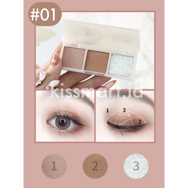 LAMEILA Cat Eyeshadow 3 Warna Tahan Lama Kombinasi Glitter LA126 5101