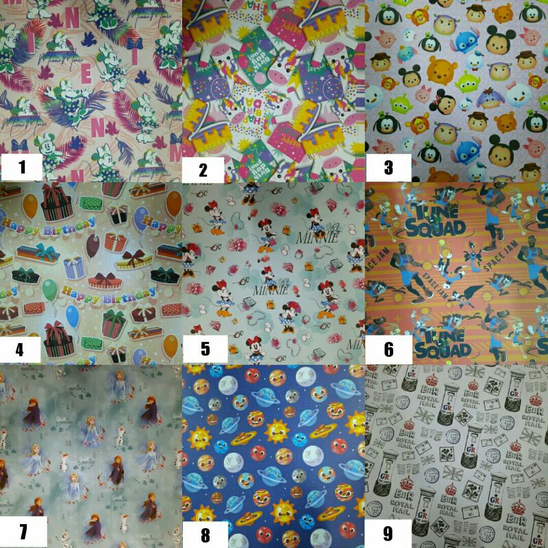 

Kertas Kado Jumbo Sansan Wawa Motif Anak Mickey Mouse / Tsum-tsum / Little Pony / Space Jam