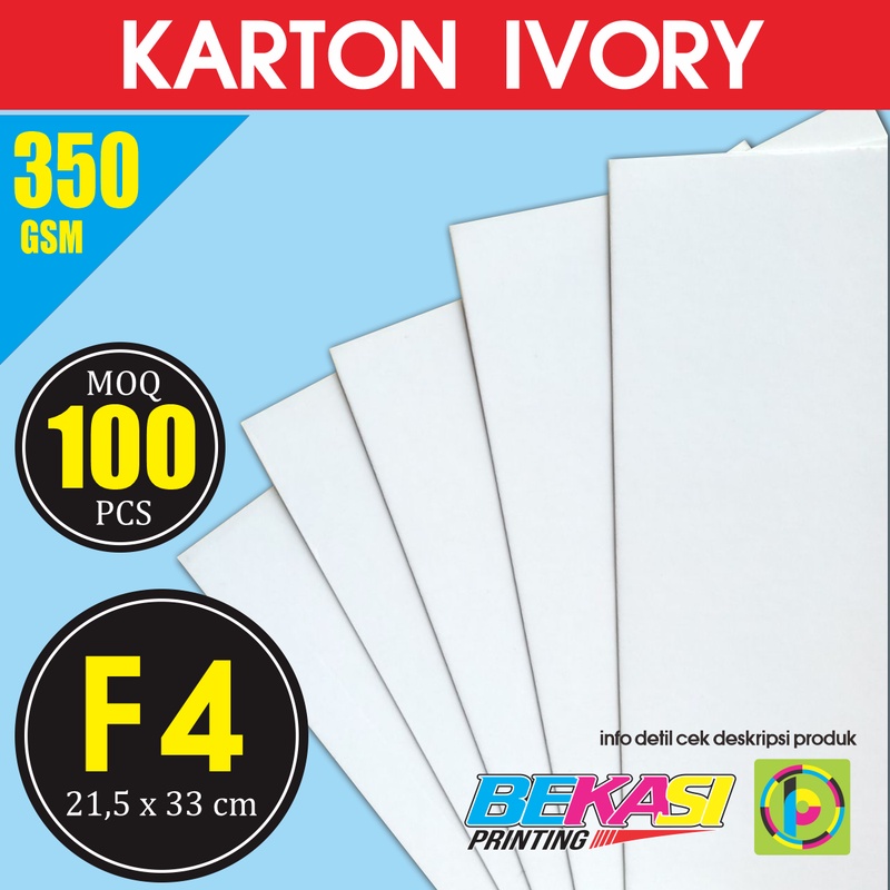 

Karton Carton IVORY 350 GSM Ukuran F4 21.5x33 cm isi 100 Lembar