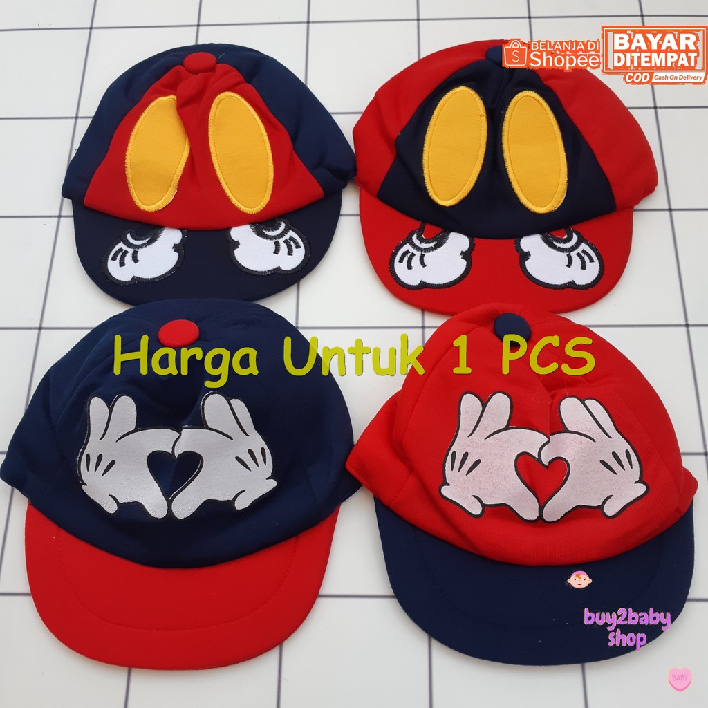 Topi bayi model cap motif karakter bayi usia 6-12 bulan 1 PCS