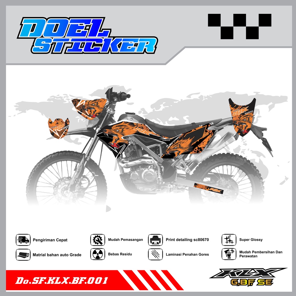 Sticker Striping Honda KLX 150 G , BF , SE Lama List Variasi Hologram , Crome Doel 001