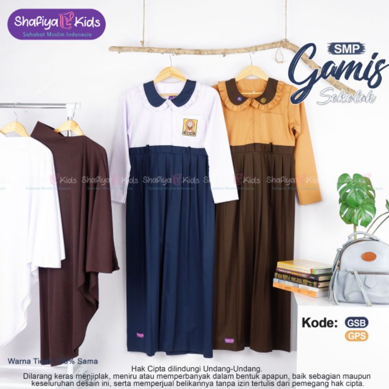RECOMMENDED SK SHAFIYA KIDS BAJU GAMIS SERAGAM SEKOLAH SMP ANAK PEREMPUAN BIRU PUTIH PRAMUKA