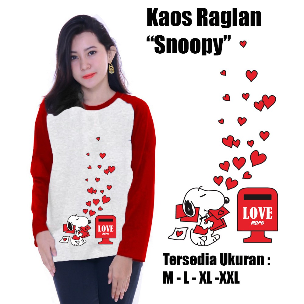 Myco | Kaos Raglan | Gambar  Snoopy | Kaos lengan panjang | Ukuran M - L - XL - XXL