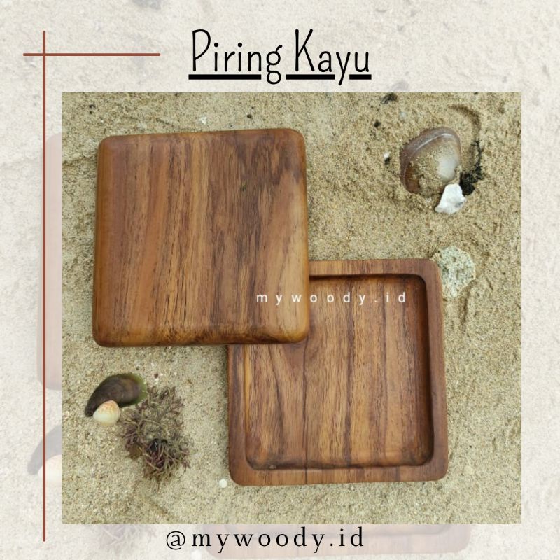 Piring Kayu Jati Kotak | Piring Dimsum Kayu | Piring Kayu | Piring Kayu Jati