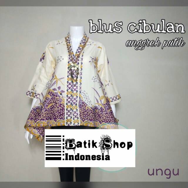 Premium ADA JUMBO XXL XXXL Blus Cibulan Anggrek Putih Batik Solo Atasan Kerja Kantoran Blouse Modern Kain Kondangan Kartini Waka