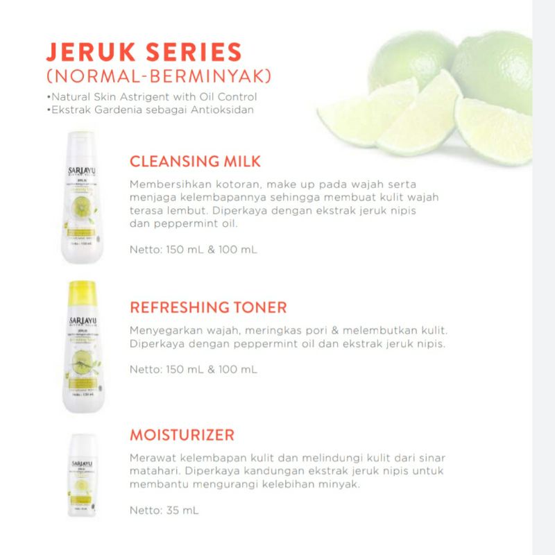 SARIAYU REFRESHING TONER | MILK CLEANSER | PELEMBAB SARIAYU JERUK | MAWAR | KENANGA