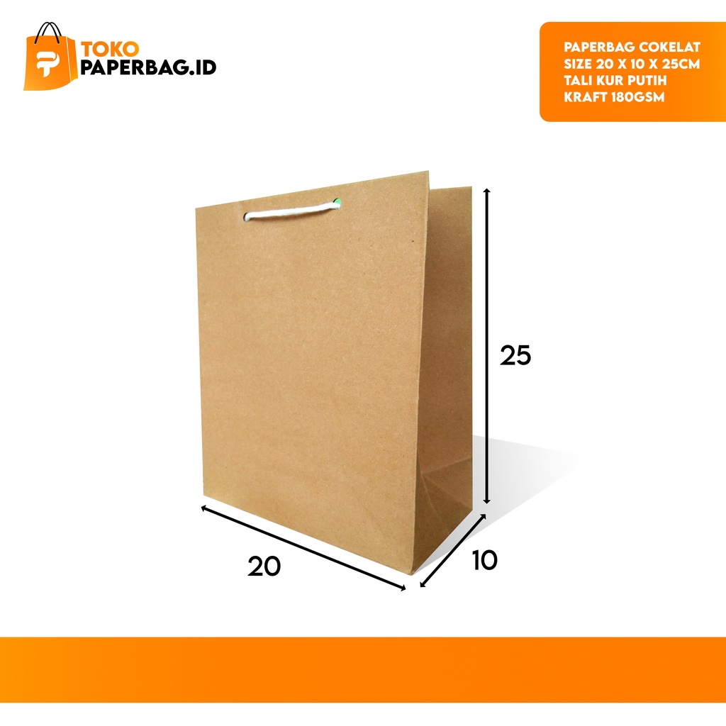 

Paperbag polos Tebal murah ukuran 20 × 10 × 25 cm