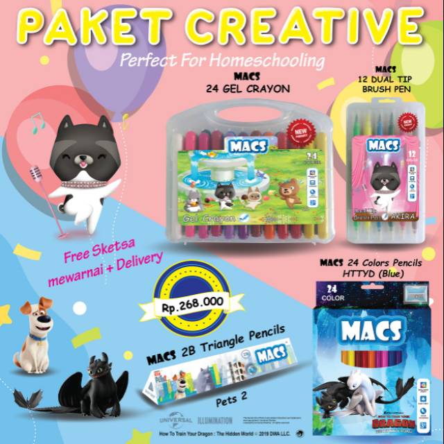 

Paket creative macs pencil gambar dan crayon