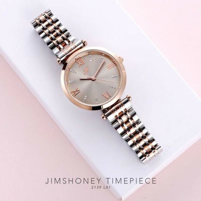Jimshoney JT 2139  Original (jam tangan wanita analog, tali rantai, tahan air, free box kayu