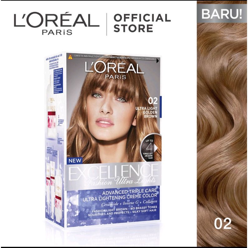 L'Oreal Paris Excellence Fashion Ultra Light Hair Color #02 Golden Brown [Pewarna Rambut