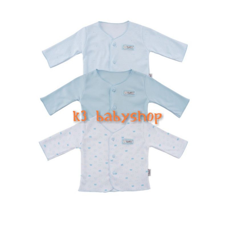 Fluffy Baju Panjang Neci Biru Blue piyama anak baju bayi newborn SNI kemeja