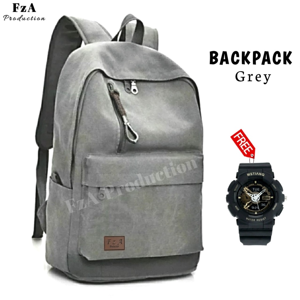 Tas Ransel Punggung Distro Casual Pria Wanita / Tas Ransel Laptop Original - FzA Gratis JAM SPORT