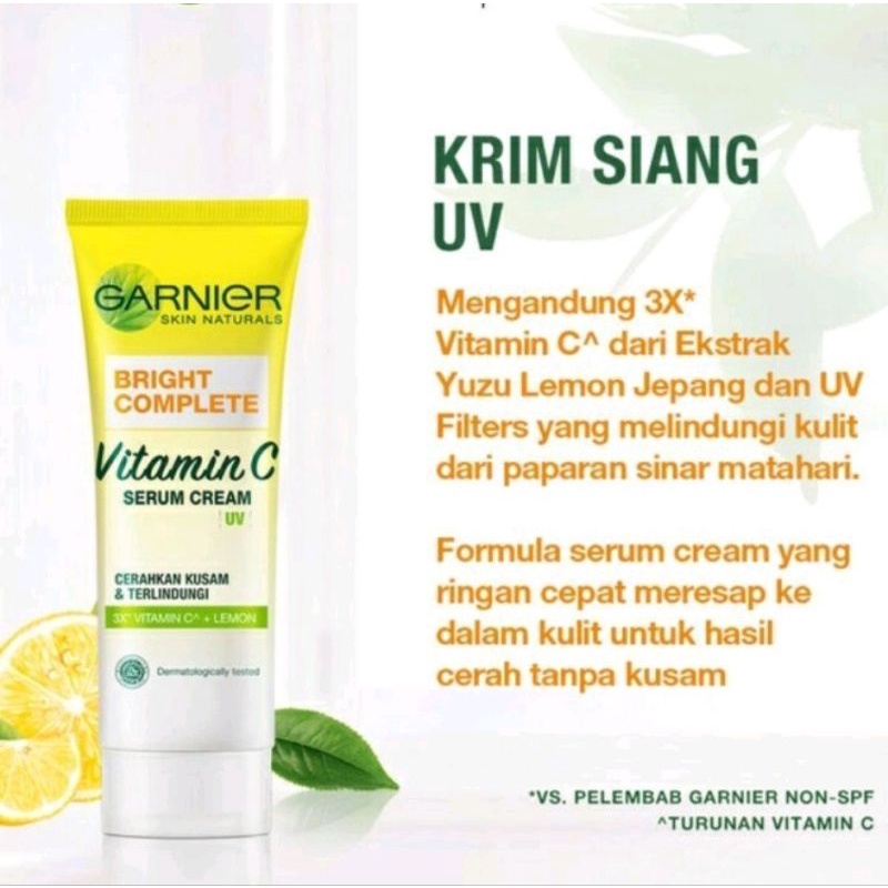 GARNIER BRIGHT COMPLETE VIT. C SERUM CREAM ( SPF 36 // UV // NIGHT ) 20ML // GARNIER BRIGHT COMPLETE KRIM SIANG DAN MALAM