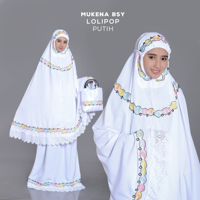 Mukena Bsy Lolipop - Bahan Bi Shrinkage yarn Sangat Lembut Dan Adem Motif Cantik