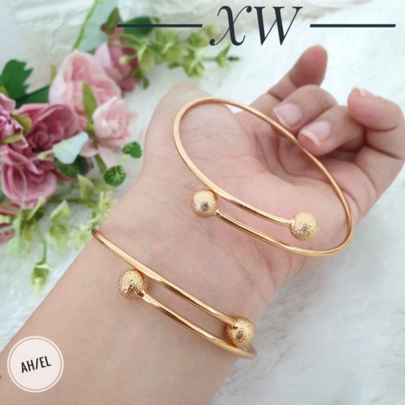 Gelang Fashion Model Fleksible Boba warna gold G06001