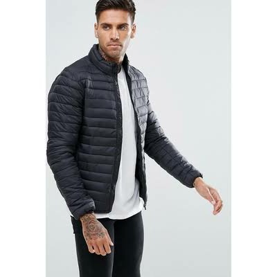 NEW JN JAKET WINTER PULL & BEAR PUFFER QUILTED PADDED BLACK JACKET ORIGINAL