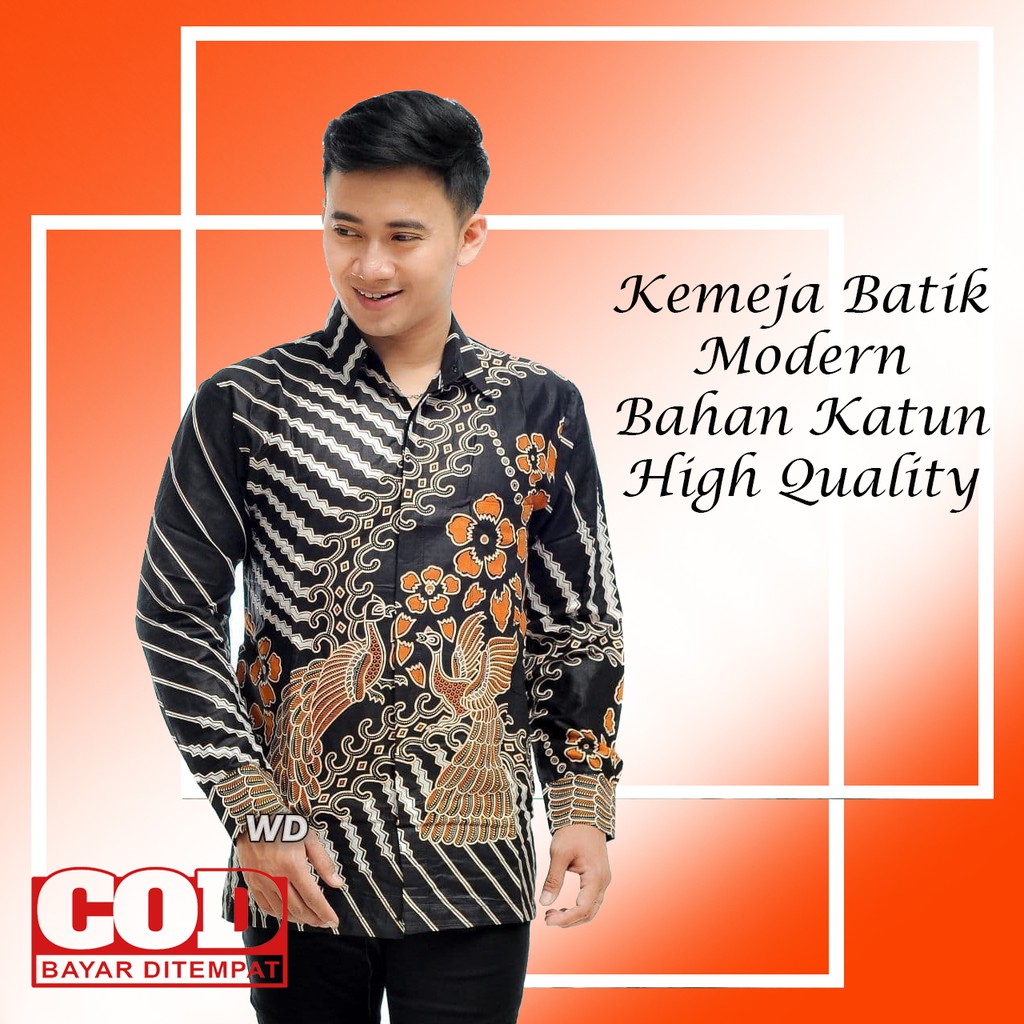 Batik Pria Terbaru Lengan Panjang Batik Nakula Modern Kemeja cowok kasual keren seragam kerja kantor