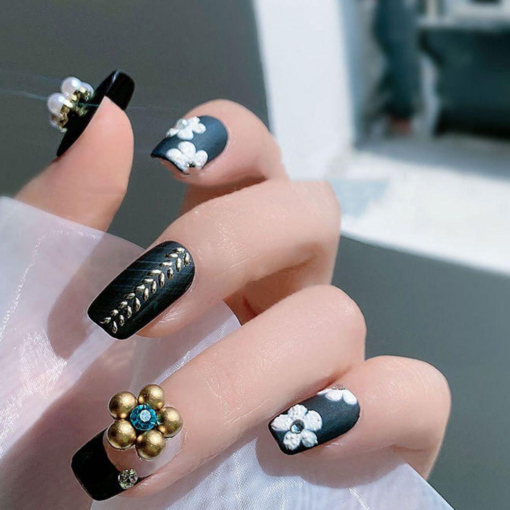 AUGUSTINA Agustina Bunga Nail Art Dekorasi Wanita Warna Campur DIY Hiasan Kuku Lima Kelopak Bunga 3D Perhiasan Kuku