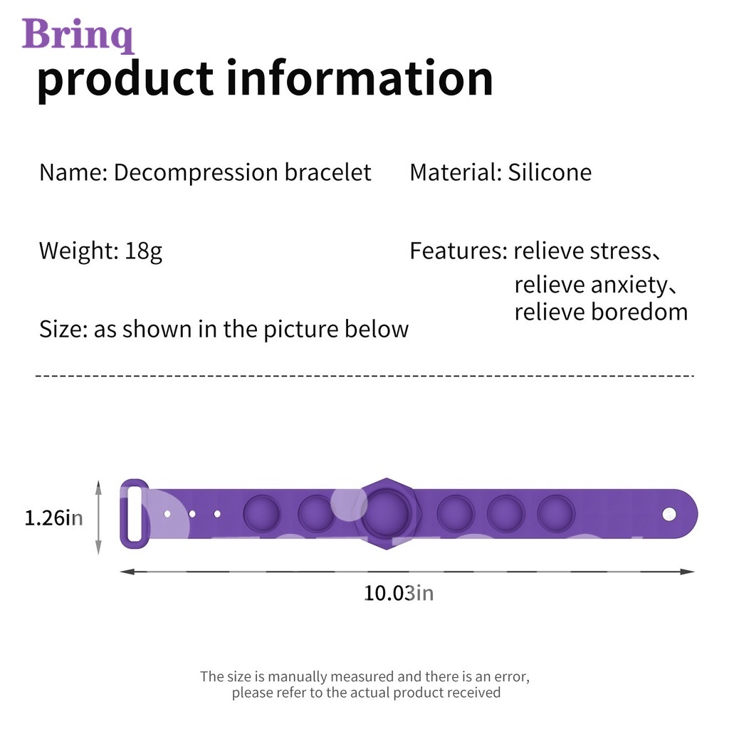 Silicone Push Bubble Portable Pop it Bracelet Dimples Bracelet Anti-stress Pressure Massage Decompression Soft and Simple Sensory Toy/Multicolor/Suitable for Children and Adult Girls