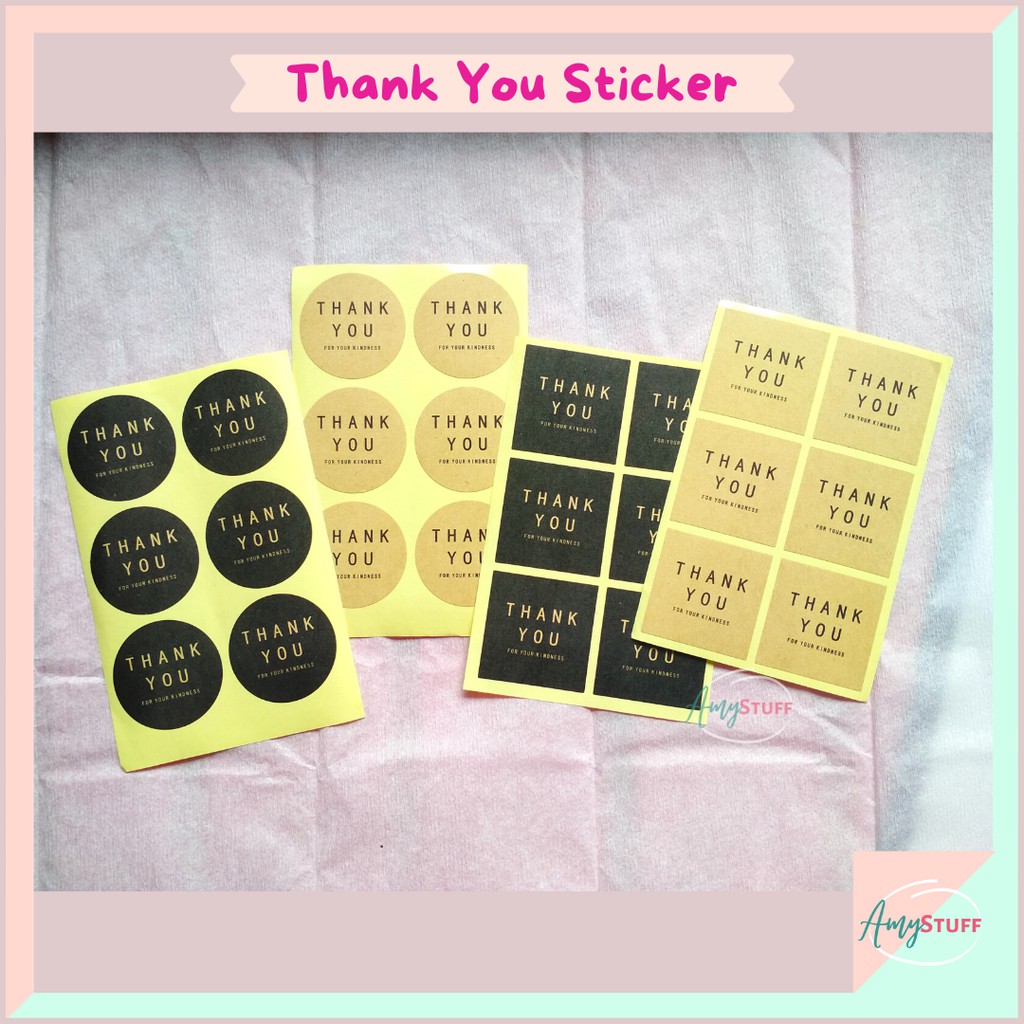 

Stiker Thank You 4 cm (1 lembar/6 pcs) - Sticker Thank You Terimakasih Olshop Kraft Ukuran Besar