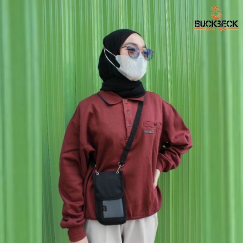 Tas Hp Kartu Hanging Wallet Selempang Sarung Hp Polos Mika Pria Wanita Cowok Cewek Original Distro M