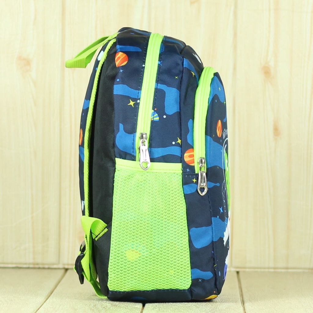 Tas Ransel Backpack Anak Perempuan Laki laki Import Space Hijau Sekolah TK SD PAUD Kecil Mini Impor Karakter Kartun Embos