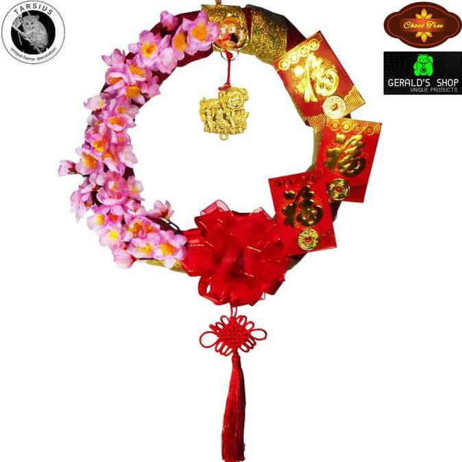 

KARANGAN BUNGA IMLEK PEACH BLOSSOM 30CM ANGPAO WREATH KADO DEKORASI