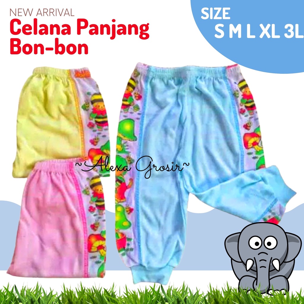 Celana Panjang Bayi Anak Halus Lembut 2-4 Tahun, BonBon Murah Berkualitas Size S M L XL 3L